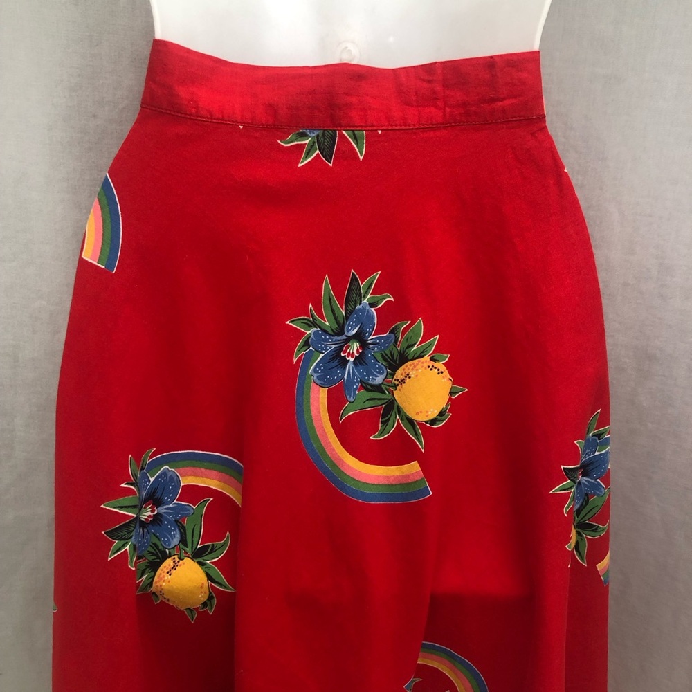 Vintage Hawaiian Rainbow Floral Swing Skirt 60s-70s Medium - Picture 10 of 12